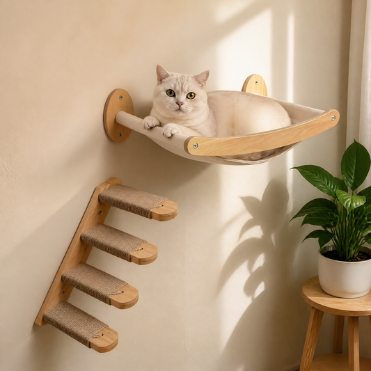 MeowRidge™ — Wall-Mounted Cat Hammock & Climbing Steps