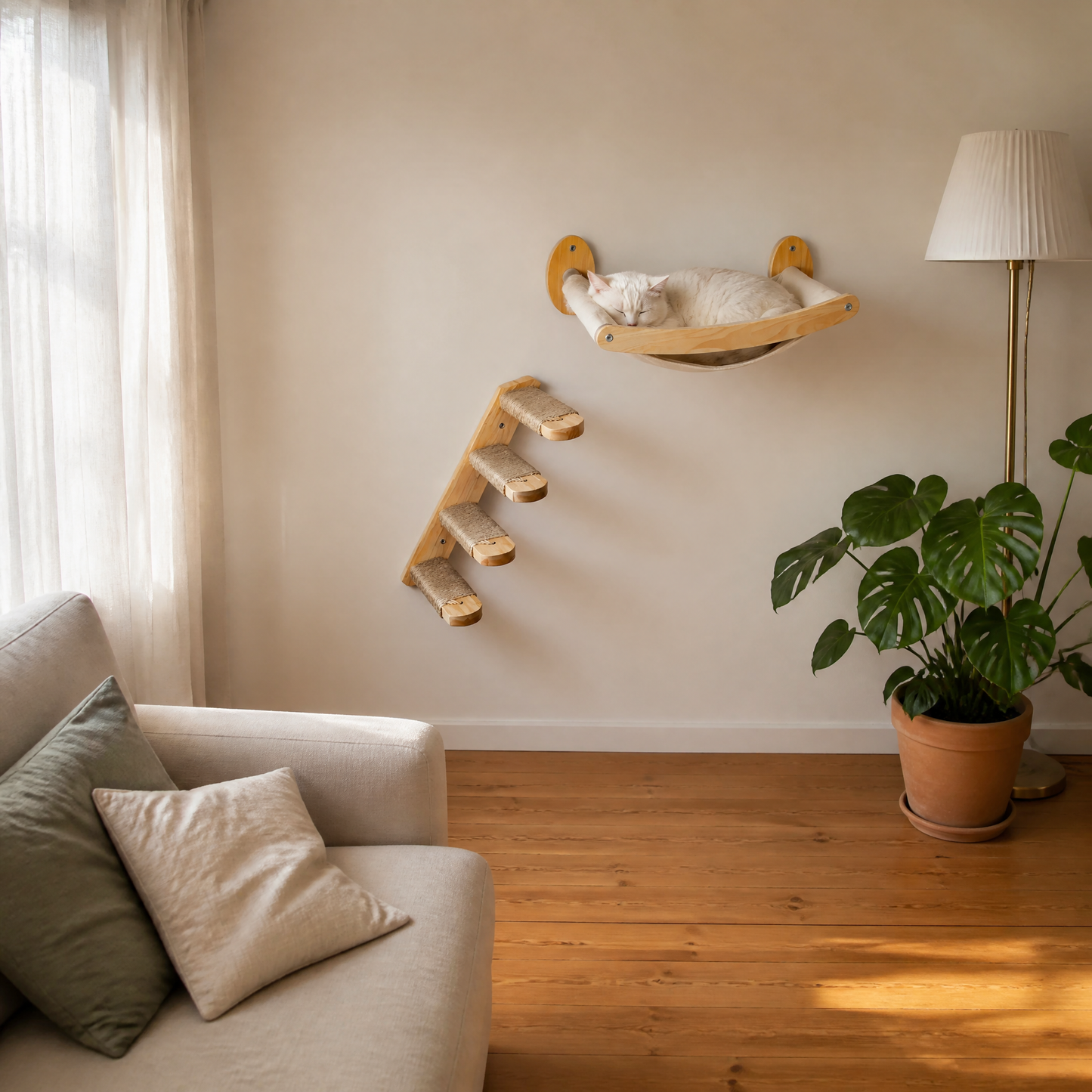 MeowRidge™ — Wall-Mounted Cat Hammock & Climbing Steps