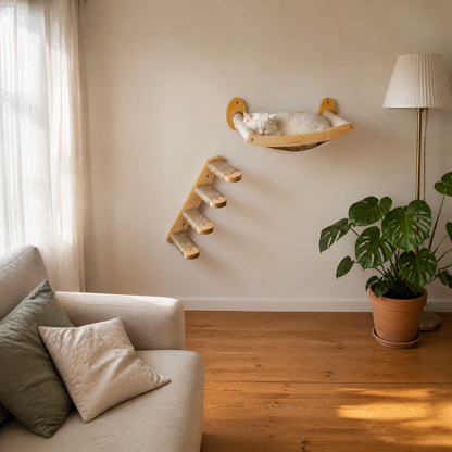 MeowRidge™ — Wall-Mounted Cat Hammock & Climbing Steps