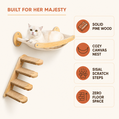 MeowRidge™ — Wall-Mounted Cat Hammock & Climbing Steps