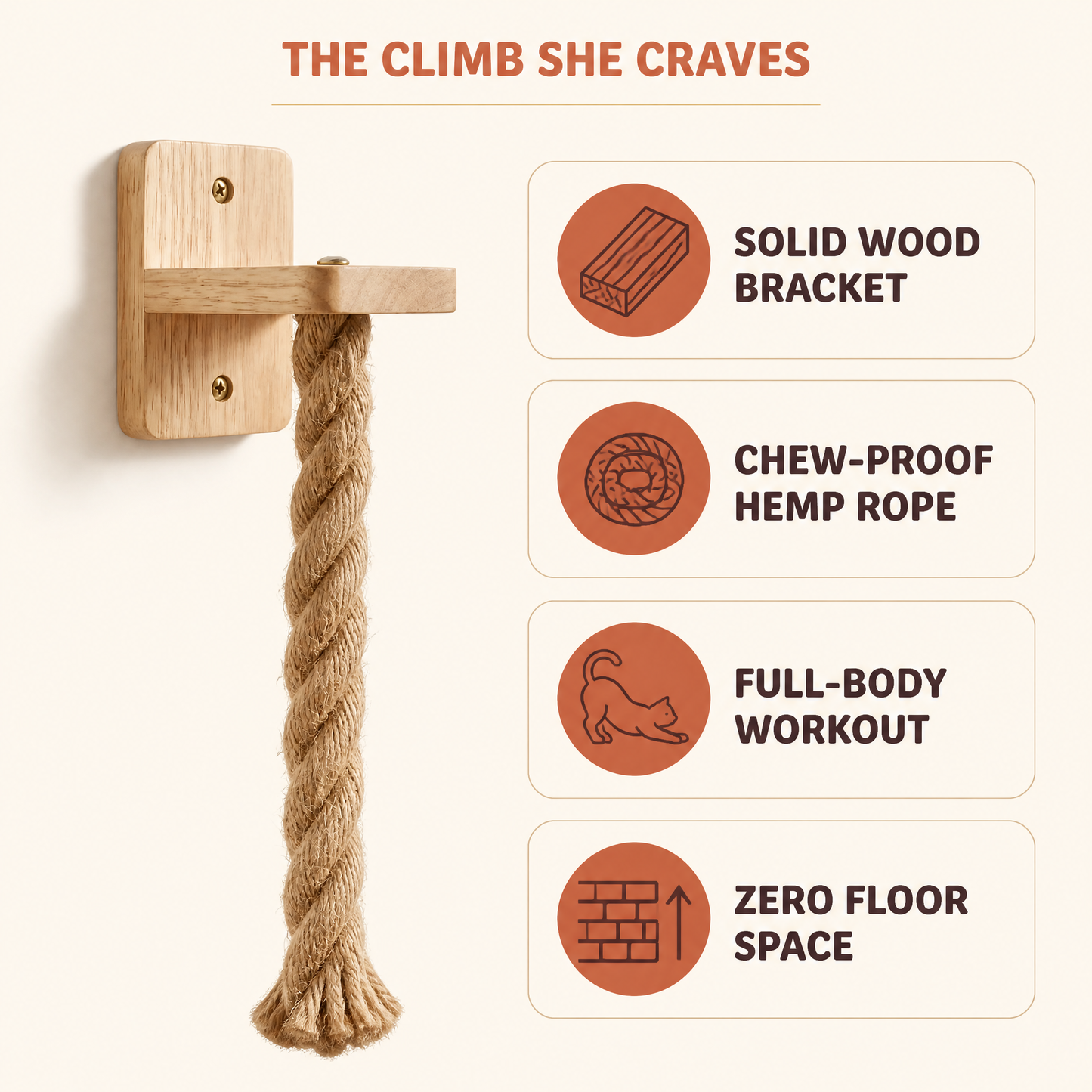 MeowRidge™ — Wall-Mounted Cat Climbing Rope